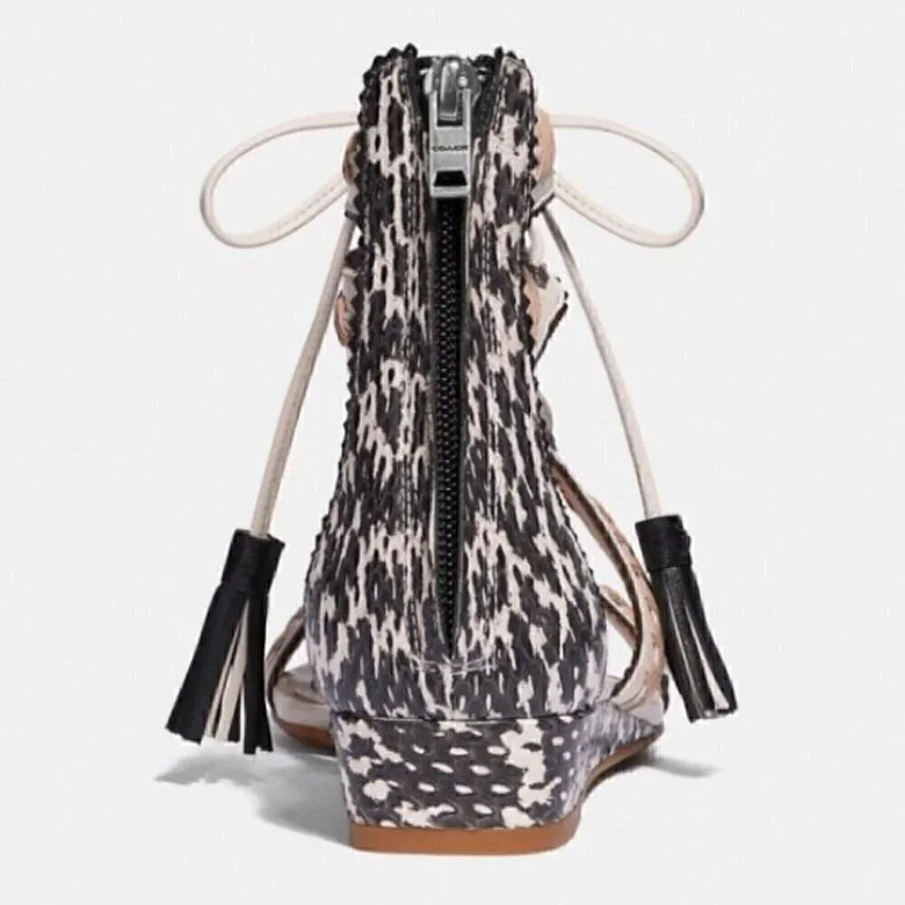 New Coach VIA DEMI WEDGE SANDAL G3744 leather